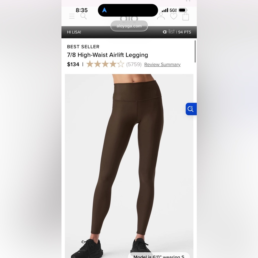 ALO Airlift Legging NWT
